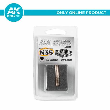 Neodymium Magnets 3x1mm N35 70 uds - AK Interactive