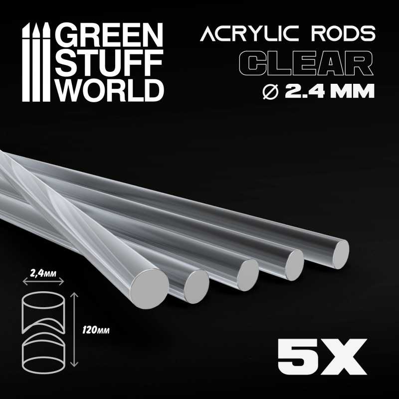 Barras Acrilicas - Redondas 2,4 mm transparentes - GSW