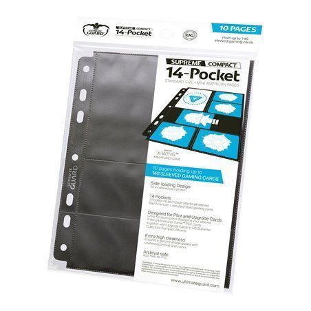 Hojas Ultimate Guard 14-Pocket Compact Pages Tamaño Estándar & Mini American Negro