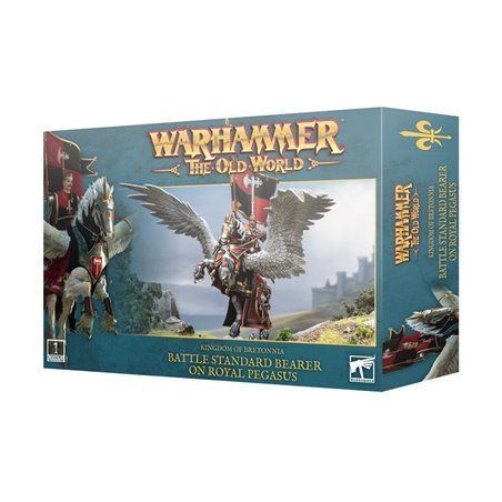 Kingdom of Bretonnia Battle Standard Bearer on Royal Pegasus - Warhammer The Old World