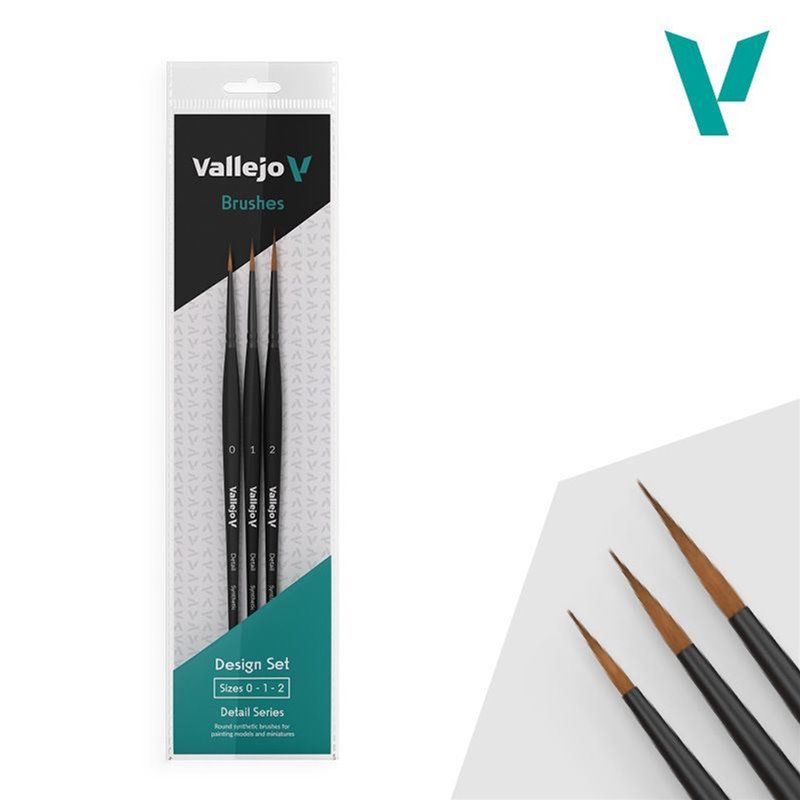 Set de Pinceles Detalle Redondo 0, 1 y 2 - Vallejo Synthethic Brush