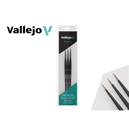 Set de Pinceles Detalle Redondo 4/0, 3/0 y 2/0 - Vallejo Synthethic Brush