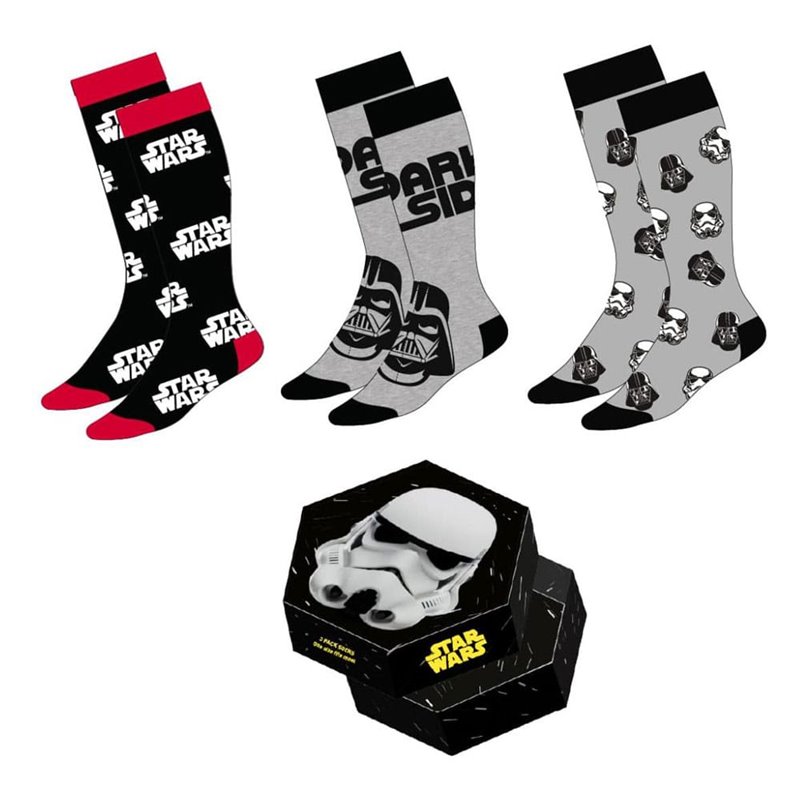 Calcetines Star Wars Dark Side Pack de 3 Talla 38-45 Calcetines Star Wars Dark Side Pack de 3 Talla 38-45