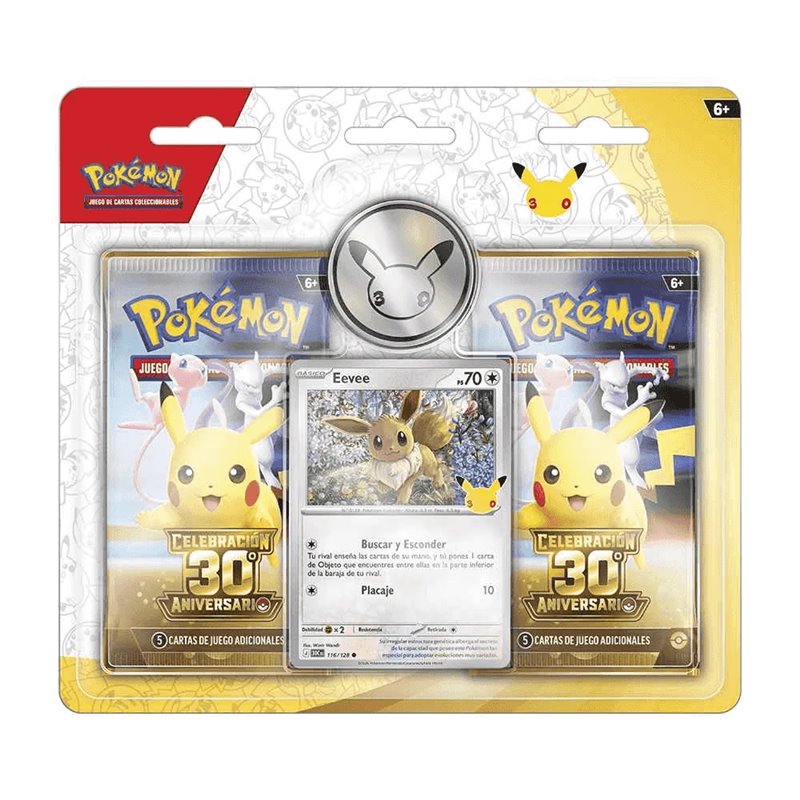 Pokemon JCC Blister 2 Sobres con carta promo y moneda - 30th Aniversario Castellano Pokemon JCC Blister 2 Sobres con carta promo y moneda - 30th Aniversario Castellano