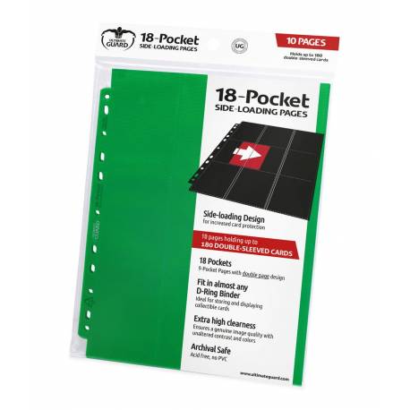 Ultimate Guard 18-Pocket Pages Side-Loading 10 Unidades Verde Ultimate Guard 18-Pocket Pages Side-Loading 10 Unidades Verde